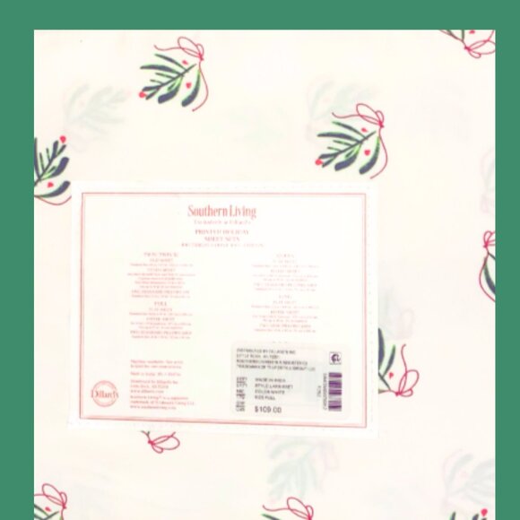 Southern Living Christmas Mistletoe Sheet Set Twin / Twin XL  Southern Living Christmas Mistletoe Sheet Set Full Size 400 Thread Count